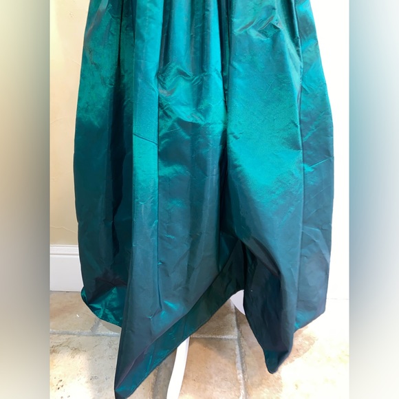 Vintage Alfred Angelo Tuxedo Style Halter Formal Green Velvet & Taffeta Long - Picture 3 of 11